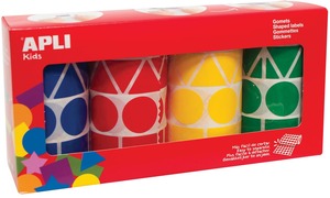 Apli Kids stickers XL doos met 4 rollen in 4 kleuren en 4 vormen