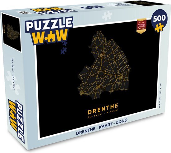 MuchoWow Puzzel Drenthe - Kaart - Goud - Legpuzzel - Puzzel 500 stukjes