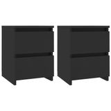VidaXL Nachtkastjes 2 st 30x30x40 cm bewerkt hout zwart