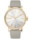 Dkny Soho Maxi DK1L034L0025 - Montre pour femme à quartz tendance, bracelet en cuir gris, boîtier en acier inoxydable, cadran analogique gris