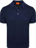 Suitable Knitted Polo Cotton Linen Donkerblauw (navy) - Maat M - Heren
