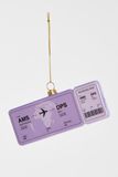 Yup in de boom Boule de Noël en verre - carte d'embarquement Bali 12cm lilas 1 pièce