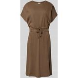 s.Oliver Jurk Bruin Katoenmix Lange Mouw Ronde Hals Casual