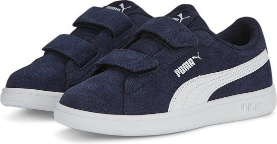 PUMA Smash 3.0 SD V PS Sneakers Kinderen Maat 30 - Blauw/Wit - Unisex - Lente/Zomer 2024