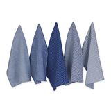 DII Katoenen extra grote theedoeken keukencadeau, 20 x 30 set van 5, absorberende keukenhanddoeken voor dagelijks koken en bakken - blauw