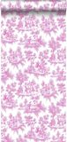 Esta Home behang toile de jouy print roze - 53 cm x 10,05 m - 136819
