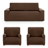 ECOMMERC3 Bankhoes Trio 3+1+1, universeel en veelzijdig, bruin, eenvoudig aan te brengen, voor rugleuning, zitting en armleuningen