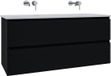 Saniclass Chaci Badkamermeubelset - 120x45x55cm - keramische wastafel glans wit - 2 wasbakken - zonder kraangat - 2 lades - mat zwart