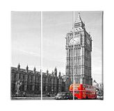 Homemania Afbeelding Londen – 3 steden en landschappen per woonkamer, slaapkamer – meerkleurig, 69 x 3 x 50 cm, HM203PKNV-70, polyester, hout
