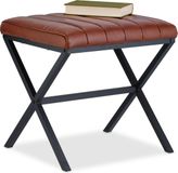 Merkloos Relaxdays Hocker - Kunstleer - 46 x 47 x 42 cm - Industrieel - Zwart-Bruin