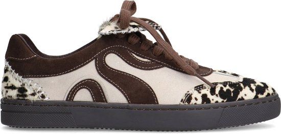Sacha - Dames - Bruine suède cow print sneakers - Maat 42