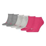 PUMA 261080001 Sneakersokken, uniseks, 3 stuks, Grijs gemêleerd/roze