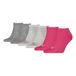PUMA 261080001 Sneakersokken, uniseks, 3 stuks, Grijs gemêleerd/roze