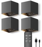 Calex Falerna Wandlamp - 4 Stuks - Oplaadbaar - Up en Down Tuinverlichting - Indirect Licht - Dimbaar - Zwart