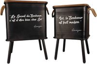 Urban Living Set van 2 Koffertafels met Zwarte Touw Poot en Handvat