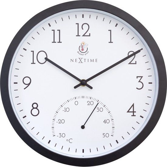 NeXtime Marigold Weerbestendige Buitenklok - 30.5 cm - Zwart