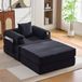 OKWISH Relaxfauteuil 112 x 190 x 67 cm - Met Hocker En Zijvak - Voor Woonkamer Of Slaapkamer - Corduroy - Zwart
