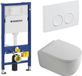 Geberit QeramiQ Dely Swirl Toiletset - 36.5x53cm - Geberit UP100 inbouwreservoir - 35mm zitting - witte bedieningsplaat - ronde knoppen - mat wit