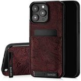 SURAZO Premium Echt lederen backcover voor Apple iPhone 14 Pro Max - Beschermende telefoonhoes van stootvast leer [kaartenvak, standaard