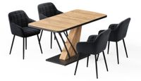Vicco Fenaro Dining Table Set, Golden Oak, 120x80cm | with 4 Dining Chairs