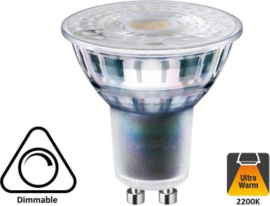 BlinQ GU10 5,5w, 380 Lumen, 2200K Flame, Glas, Dimbaar
