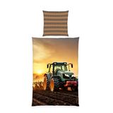 Herding Beddengoed Traktor, Young Collection, kussensloop ca. 70 x 90 cm, dekbedovertrek ca. 140 x 200 cm, Oostenrijkse grootte, met merkrits, 100% katoen/renforcé