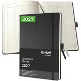 Sigel Weekagenda Conceptum A4+ 2027 (NL/FR/EN/DU) - verticaal zwart Hardcover