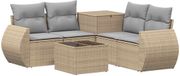 vidaXL Bankstel 2 zitplaatsen Beige en Lichtgrijs Polyrattan en Staal