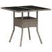 Syfax Tuintafel met glazen blad 80x80x75 cm poly rattan lichtgrijs