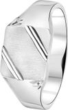 Lucardi Heren Zegelring mat/glans - Ring - Echt Zilver - Zilverkleurig