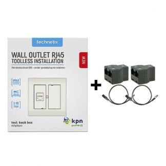 Technetix Wandcontactdoos met internetverdubbelaar - Cat5e, Cat6 en Cat6a (RJ45, Inbouw/Opbouw)