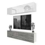 B BELINI GROUP BELINI Wandmeubel Milano 6 200 cm Wit Hoogglans/Grijs Mat
