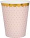 Santex gobelets jetables de fête - Pois - 10x pièces - 270 ml - Rose/Or