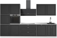 Vicco Complete keukeneenheid Fame-Line, Anthrazit-Gold Landhaus/Wit, 340 cm, WB Marmer