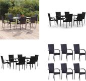 vidaXL 7-delige Tuinset Poly Rattan Zwart