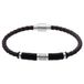 Lucardi - Heren Stainless steel herenarmband leer gevlochten zwart - Armband - Staal - Zilverkleurig - 20 cm