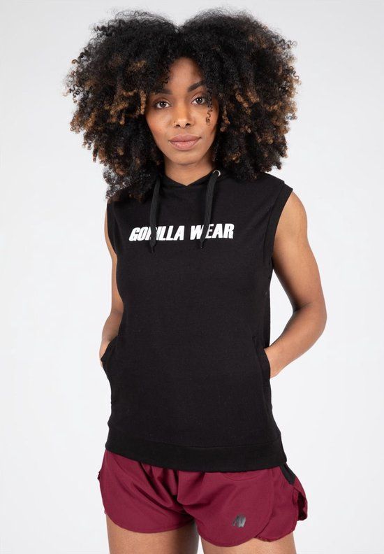 Gorilla Wear Virginia Mouwloos Hoodie - Zwart - XS