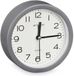 Giftdecor Wekker/alarmklok Good Morning - grijs - kunststof - dia 12 cm - staand - rond - batterij voeding