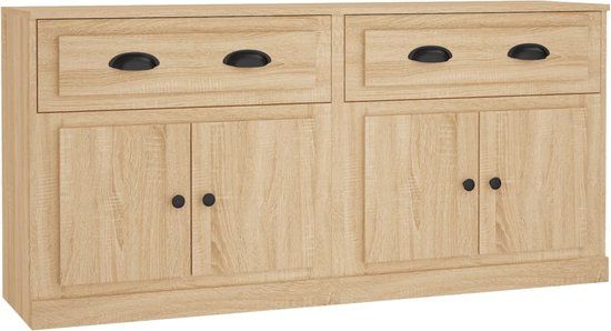 vidaXL Dressoirs 2 st bewerkt hout sonoma eikenkleurig