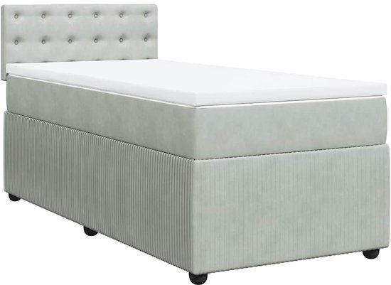 vidaXL Boxspring met matras fluweel lichtgrijs 100x200 cm