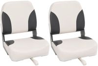 vidaXL Sièges de bateau - 2 pièces - Pliable - Dossier haut - Gris foncé et blanc