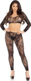 Leg Avenue Lace Fishnet Lingerie Set Zwart