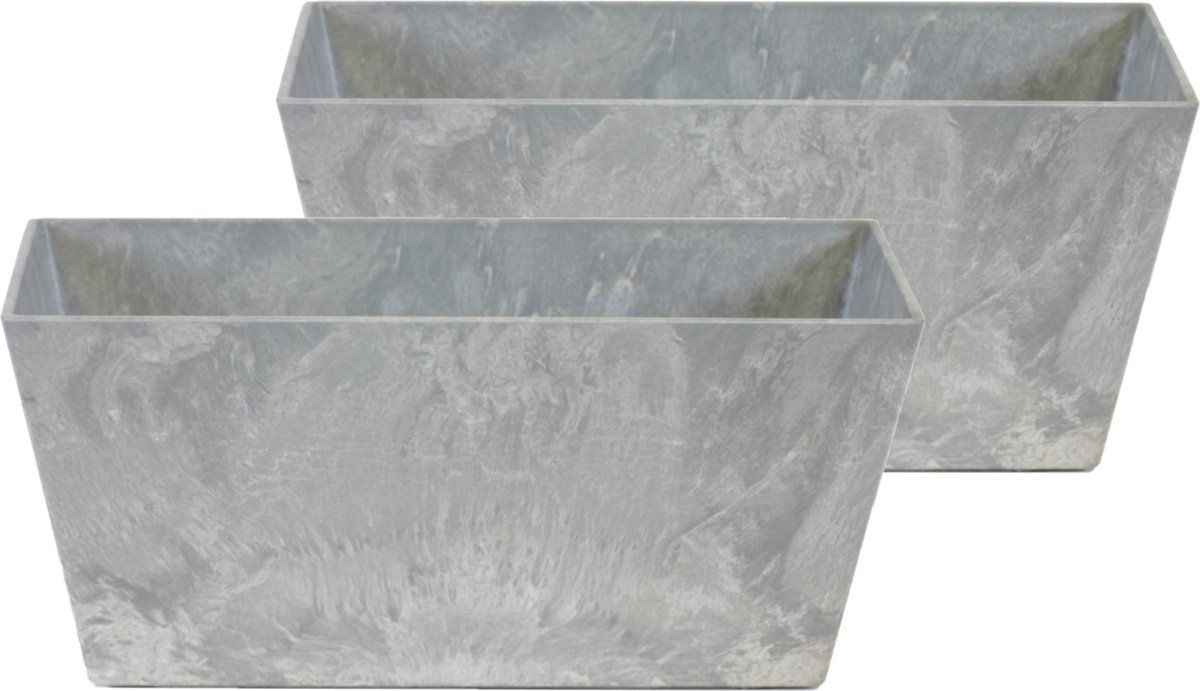 Steege Set van 2x bloempot/plantenpot balkonbak steengrijs 37 x 17 cm
