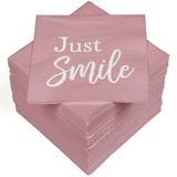 HEKU 100 servetten, 3-laags, 33 x 33 cm, absorberend en praktisch verpakt, ideaal voor bruiloften, jubilea en speciale gelegenheden, Just Smile