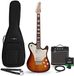 Gear4music Knoxville Select elektrische gitaar Sunburst, 10W gitaarversterker & accessoirepakket