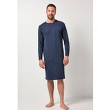 JP 1880 - Heren - Nachthemd basic lange mouwen zijsplit - Navy blauw - Maat 8XL