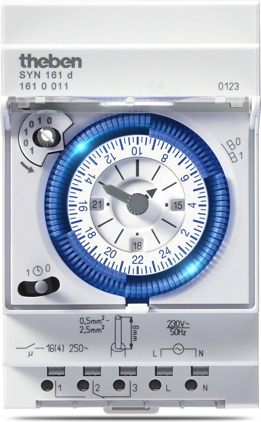Theben 1610011 SYN 161d Analoge schakelklok - Dagprogramma - 230V - Wit