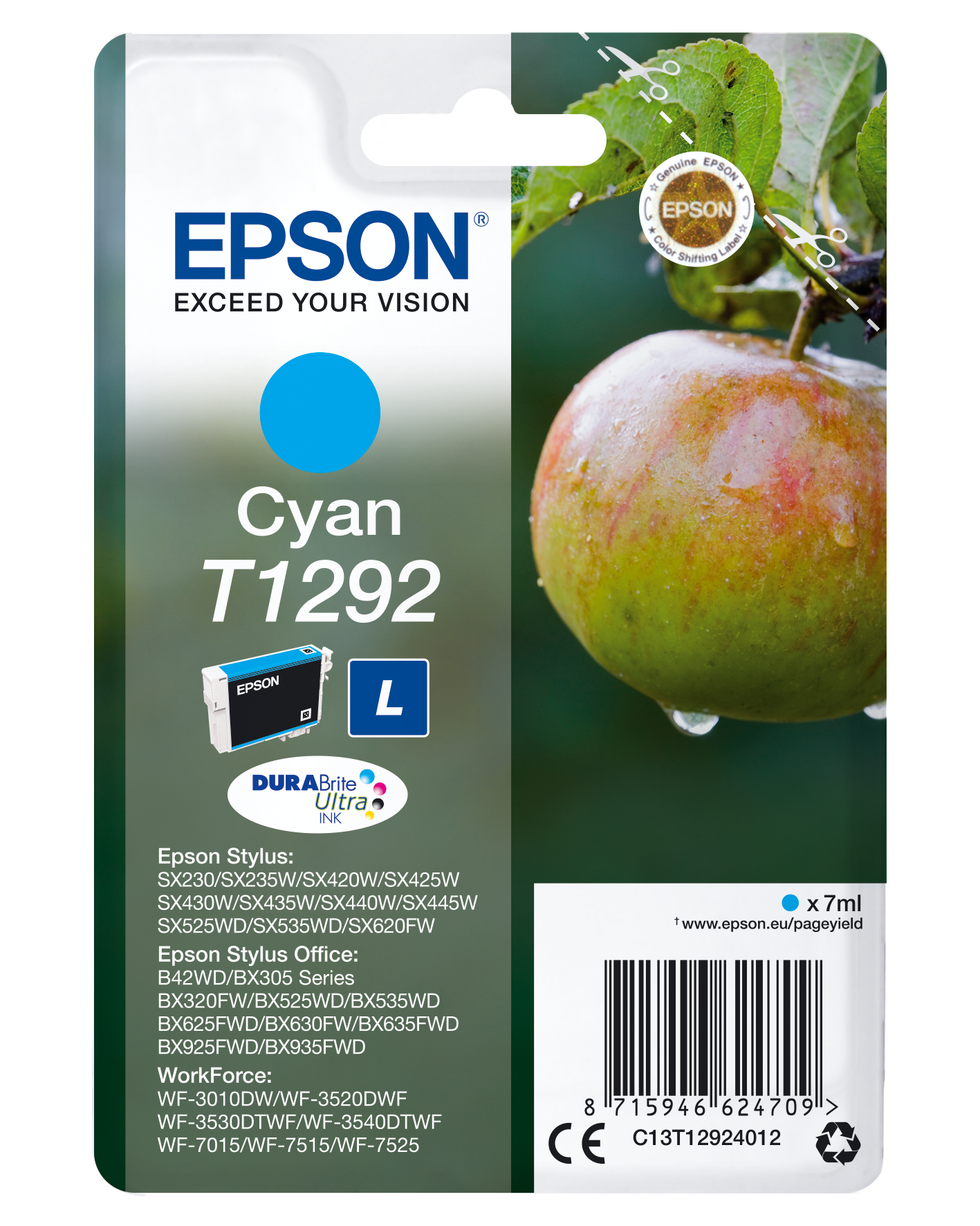 Epson Singlepack Cyan T1292 DURABrite Ultra Ink single pack / cyaan