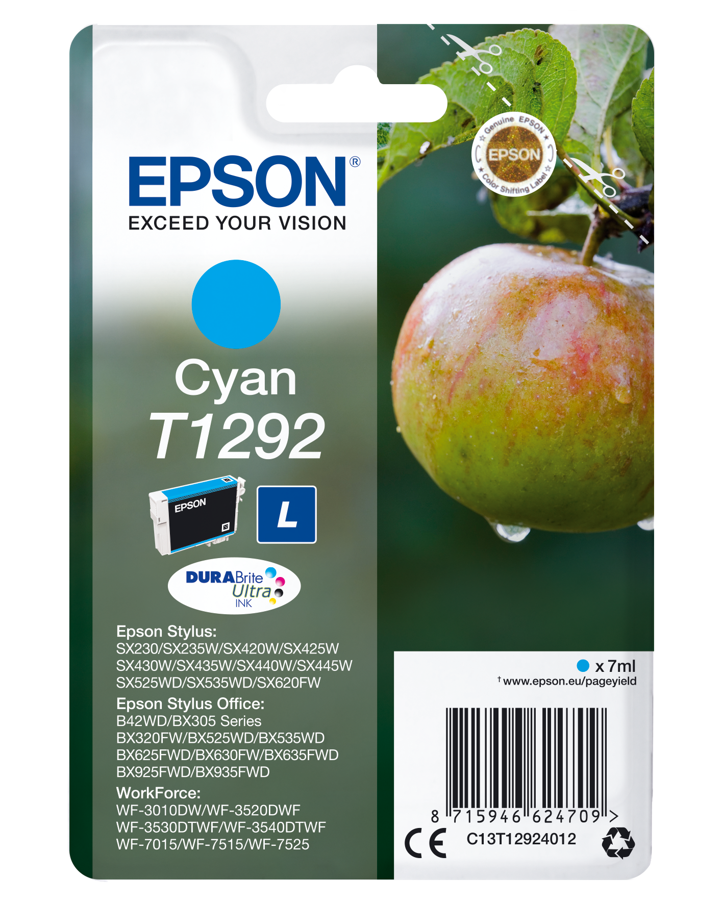 Epson T1292 - Cyan - Inktcartridge - 7 ml - 474 pagina's