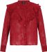 Faina Blouse Burgundy Gebloemd Lange Mouw Opstaande Kraag Regular Fit Vrouwen L